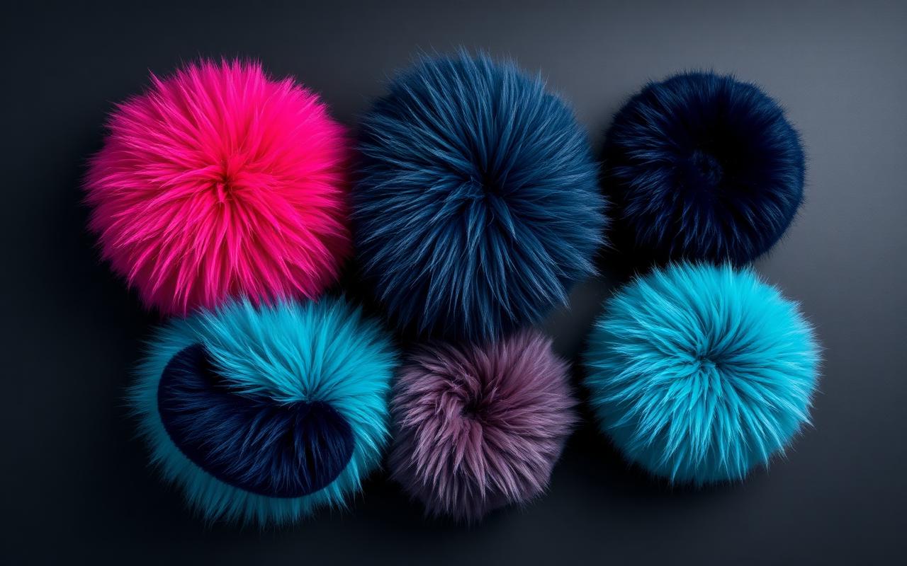 Concept photo of paws and plush puffs in brand colours
